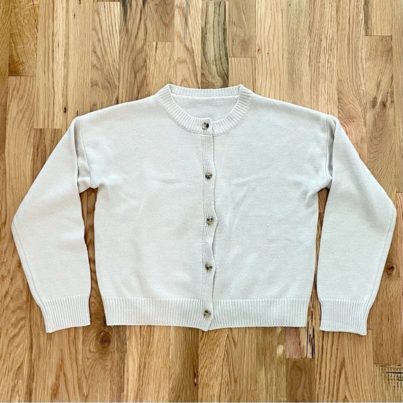 Vintage Y2K Cream Neutral Button Up Cardigan Size Small - Picture 1 of 3